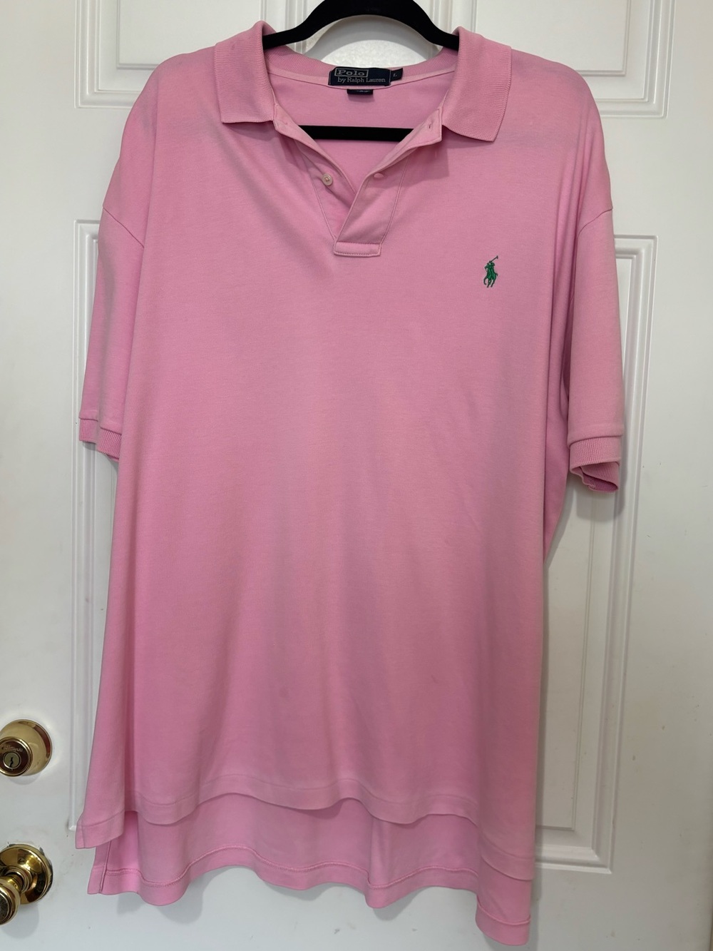 Polo by Ralph Lauren Men’s Pink Polo with Green Pony Embroidery
